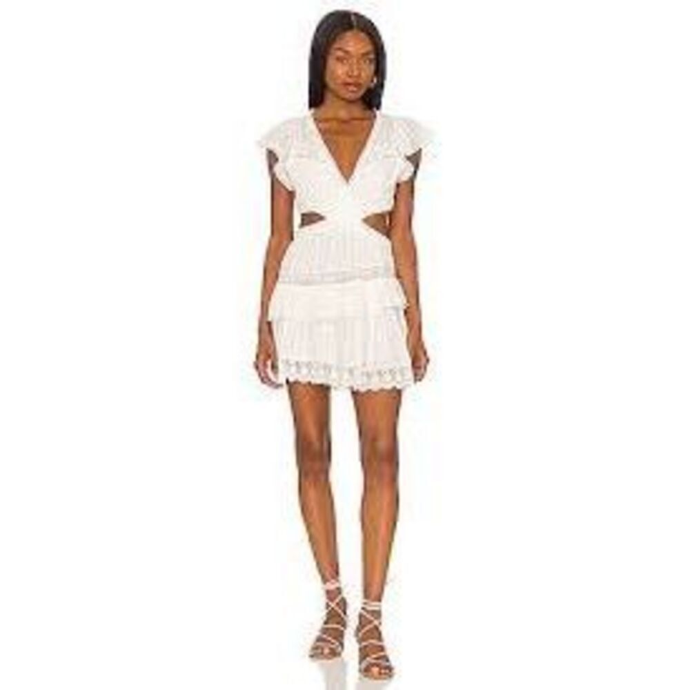 LoveShackFancy Audrina Dress White Eyelet Lace Mini Dress Size Large Boho